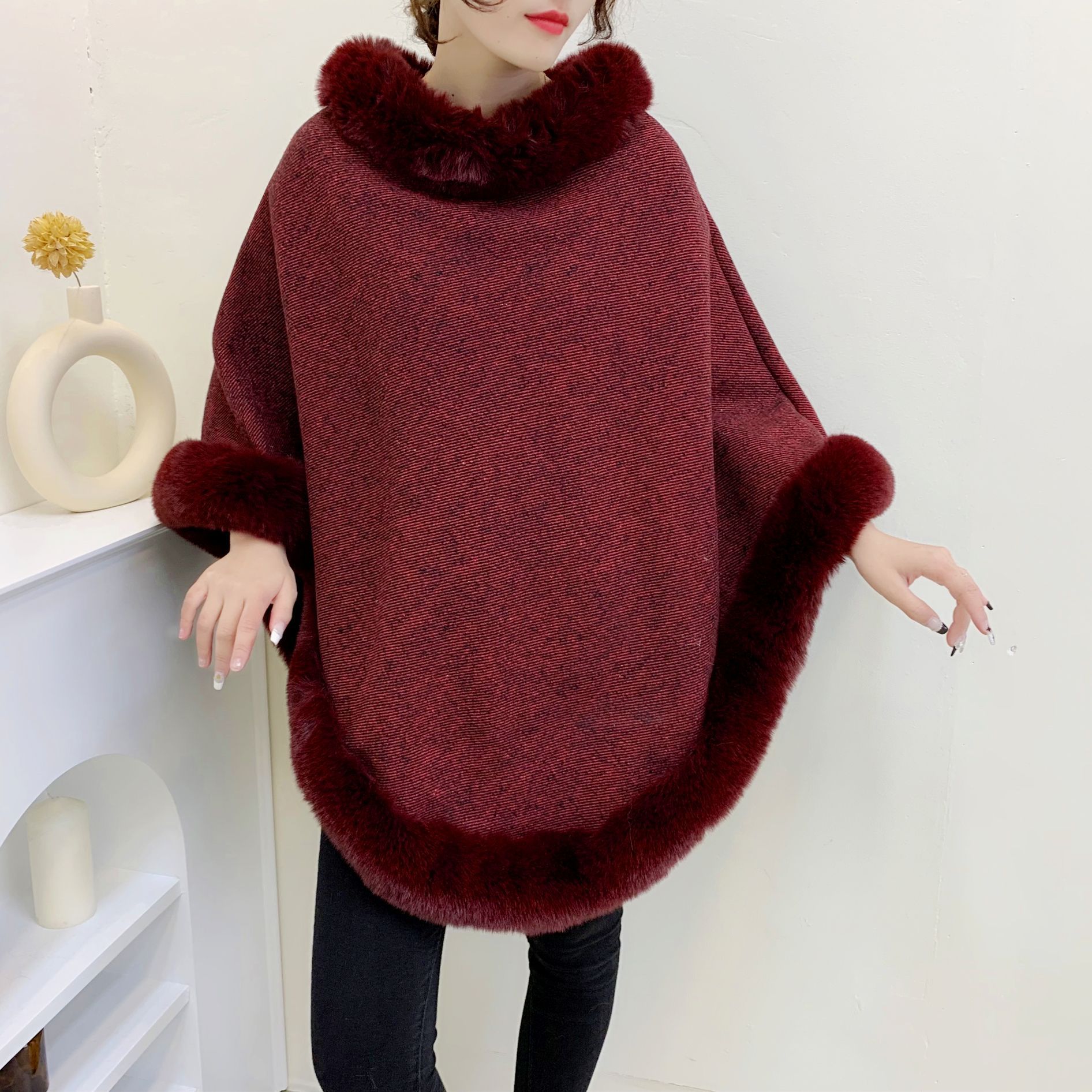 autumn new composite fleece-lined covers imitate rex rabbit fur shawl women‘s cross-border e-commerce exclusive for adult customization