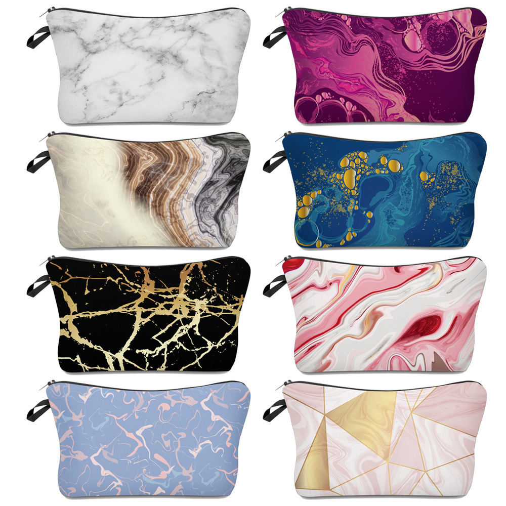 New Cross-Border Hot Selling Marbling Cosmetic Bag Amazon Multi-Function Pillow Bag Magic Color Storage Wash Bag