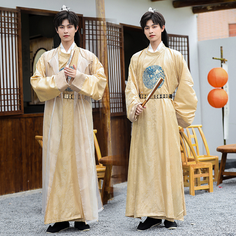 汉服男款唐制圆领袍古装秋冬款男生古风仙气明制道袍宋改良中国风