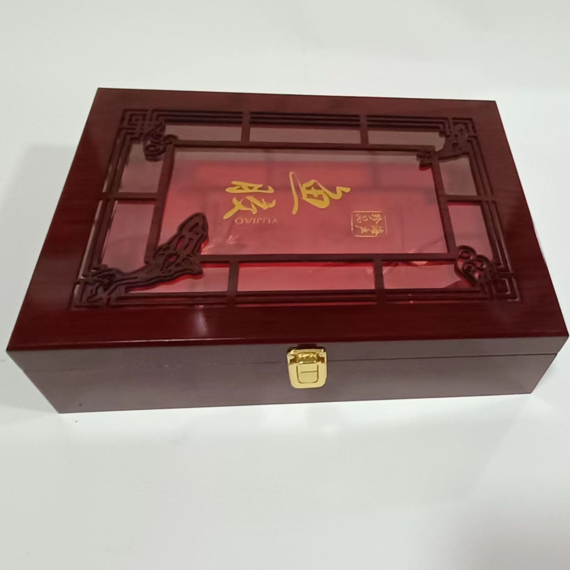 厂家直供木制镂空雕刻鱼胶木盒花胶礼品盒保健品包装木质礼品盒