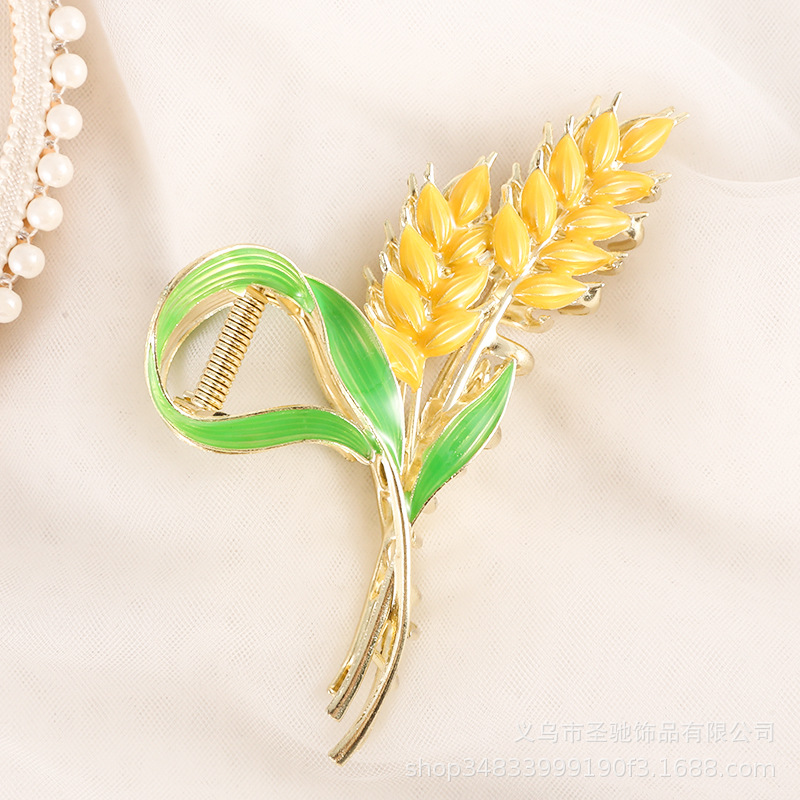 Shark Clip Wheat Design ~ Sense Barrettes Female Summer Large Size Elegant Back Head Updo Hair Claw Headdress Gripper