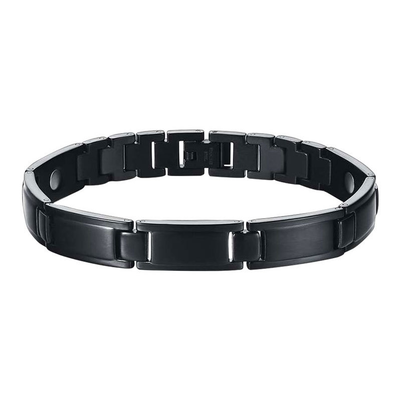 亚马逊跨境i黑钛钢手链 金属锗粒健康有益能量磁疗爆款跨境欧美