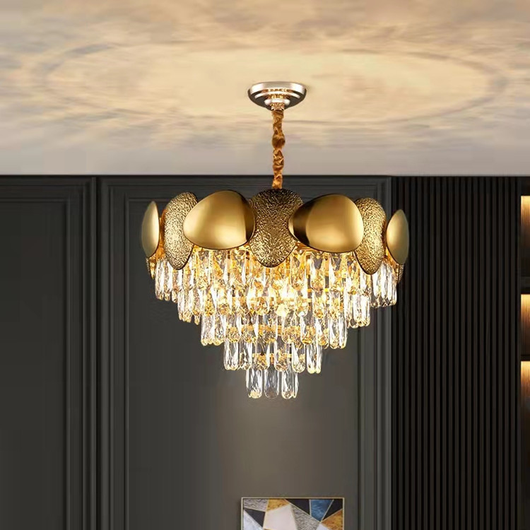 Post-Modern Light Luxury Chandelier Lamp in the Living Room Simple Stainless Steel Fashion Trending Bedroom Light Designer Creative Crystal Lamp