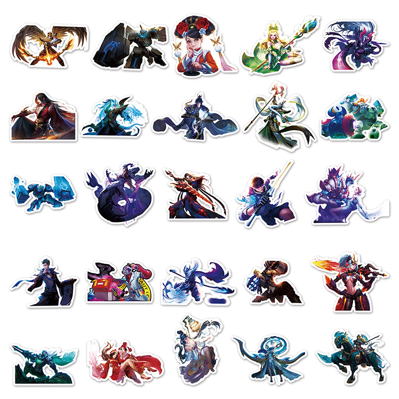 100张王者荣耀创意贴纸 卡通游戏装饰滑板车摩托车自行车汽车贴纸
