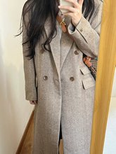 2023秋冬季新款韩系正肩呢子大衣女气质设计感宽松中长款毛呢外套