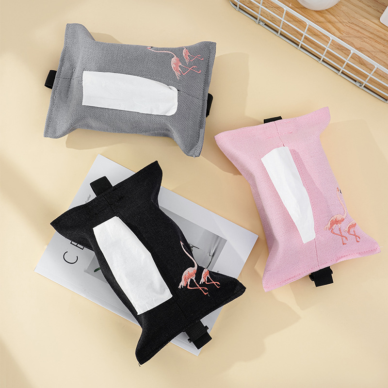 严选中国风布艺车载抽纸袋纸巾盒抽纸盒棉麻收纳袋纸巾套国潮新款