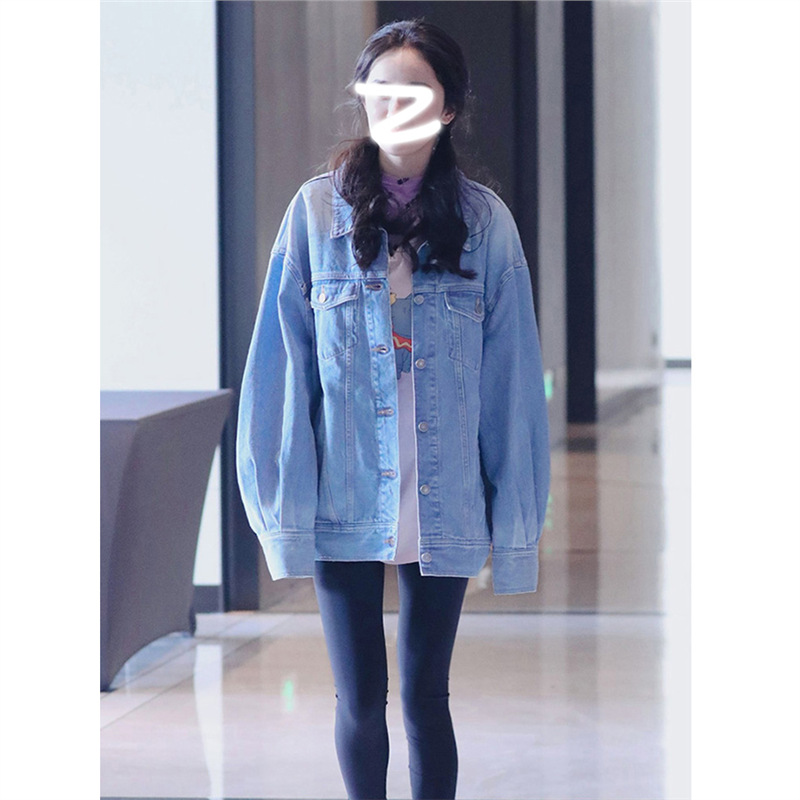 ac新款欧阳娜娜杨幂同款宽松牛仔衣外套女设计感小众上衣潮牌