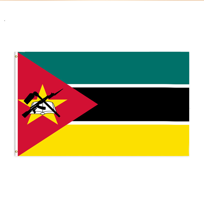 Amazon Mozambique Flag 90 * 150cm Buckle Polyester Digital Printing Mozambique Flag Set