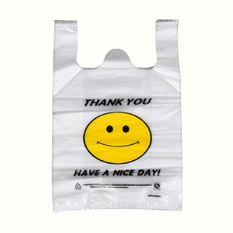 Smiley Face Shopping Bag Disposable Supermarket Shopping Take out Take Away Bag Portable Vest Convenient Plastic Bag Spot