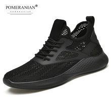 Pomeranian2021年夏季新品网布鞋男软面系带飞织布运动防滑耐磨潮