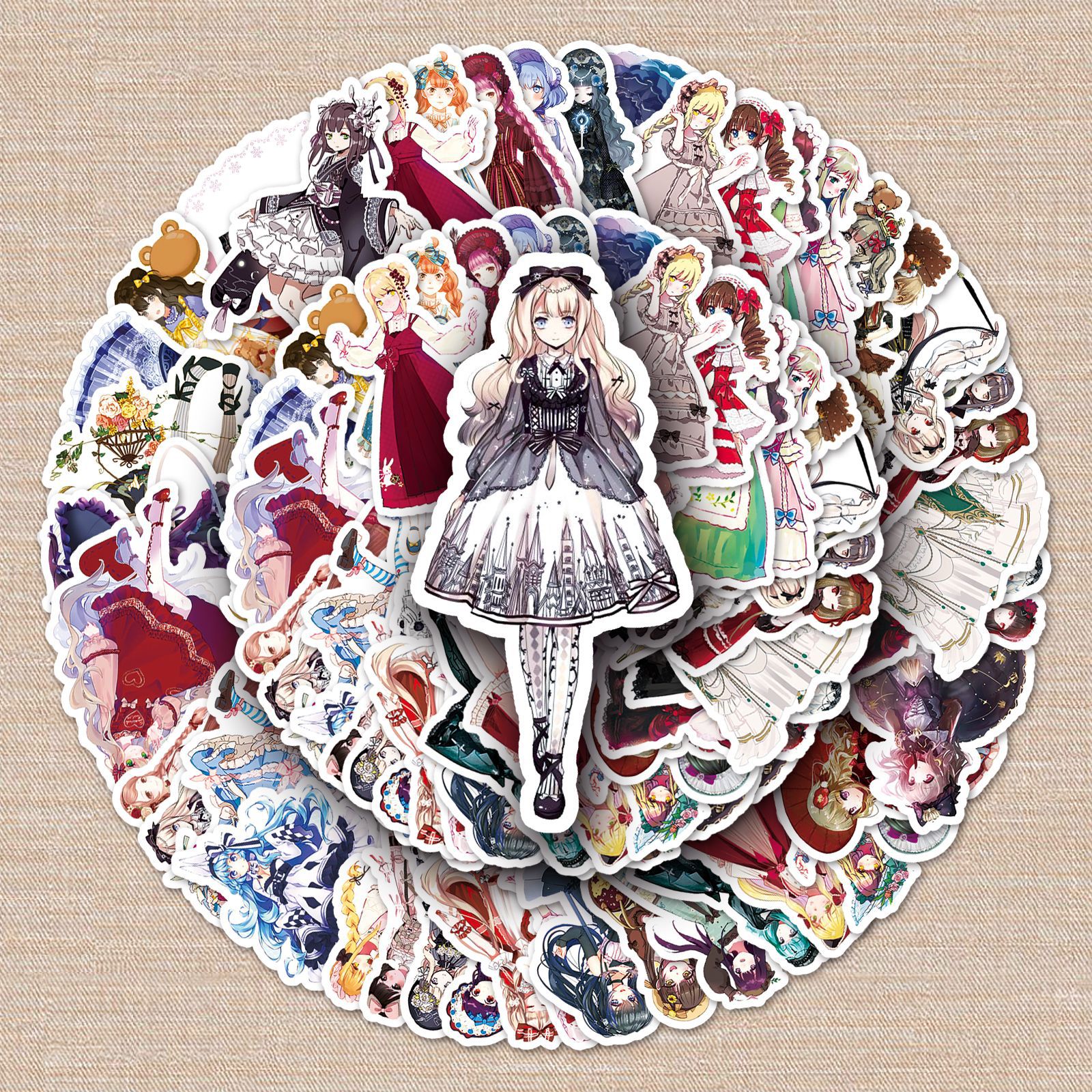 50张个性卡通洛丽塔女孩装饰涂鸦贴纸行李箱滑板机车冰箱汽车贴纸