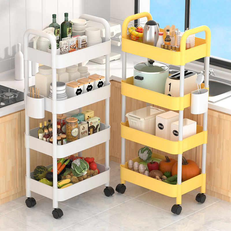 Trolley Rack Floor Kitchen Bathroom Mobile Snack Bathroom Multi-Layer Bedroom Bedside Storage Storage Rack