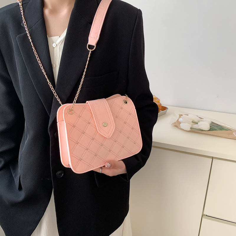 New Underarm Bag Plaid Chain Bag High-Grade Shoulder Messenger Bag Fashion Commuter Small Square Bag Women's Bag