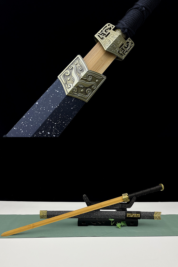 抖音同款木质汉剑快手爆款竹制长剑龙泉将器宝剑冷兵器影视道具剑