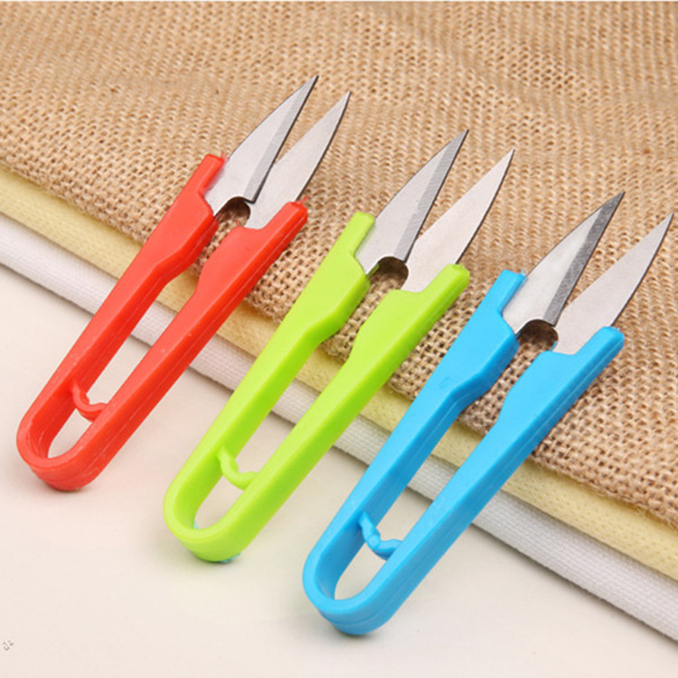 Dormitory Household Single Cross Stitch Special Small Scissors Color Plastic Scissors Thread End Scissors U-Shaped Trimming Scissors