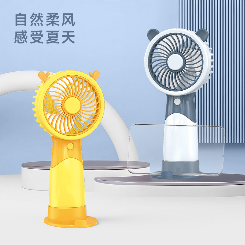 2024 New Big Wind Mini Fan Gift Cartoon Mute USB Charging Portable Small Handheld Fan