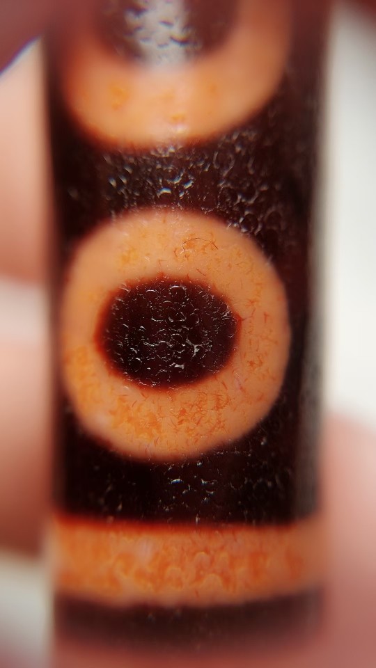 橘色龙鳞纹古法朱砂措丝五眼天珠财寿之珠五方财神招添财69fy0924