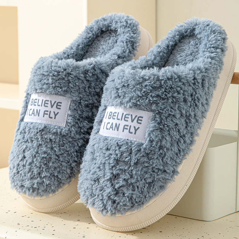 2023 New Cotton Slippers Women's Winter Indoor Plush Home Soft Bottom Thick Non-Slip Couple Household Slippers Warm Autumn and Winter