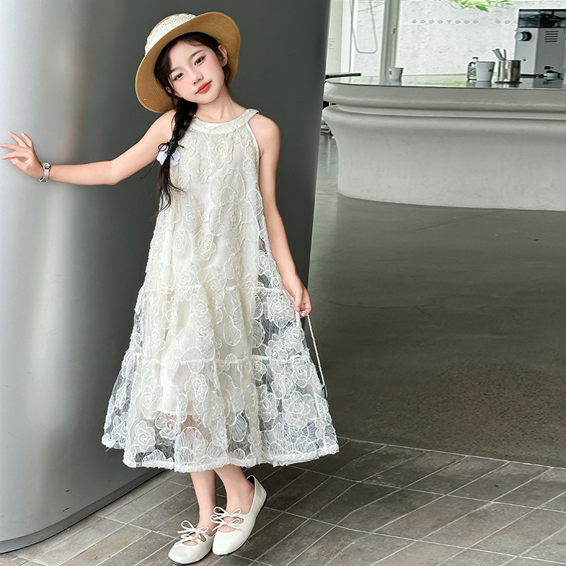 女童连衣裙夏款吊带裙2024新款洋气儿童夏装公主裙小女孩无袖裙子