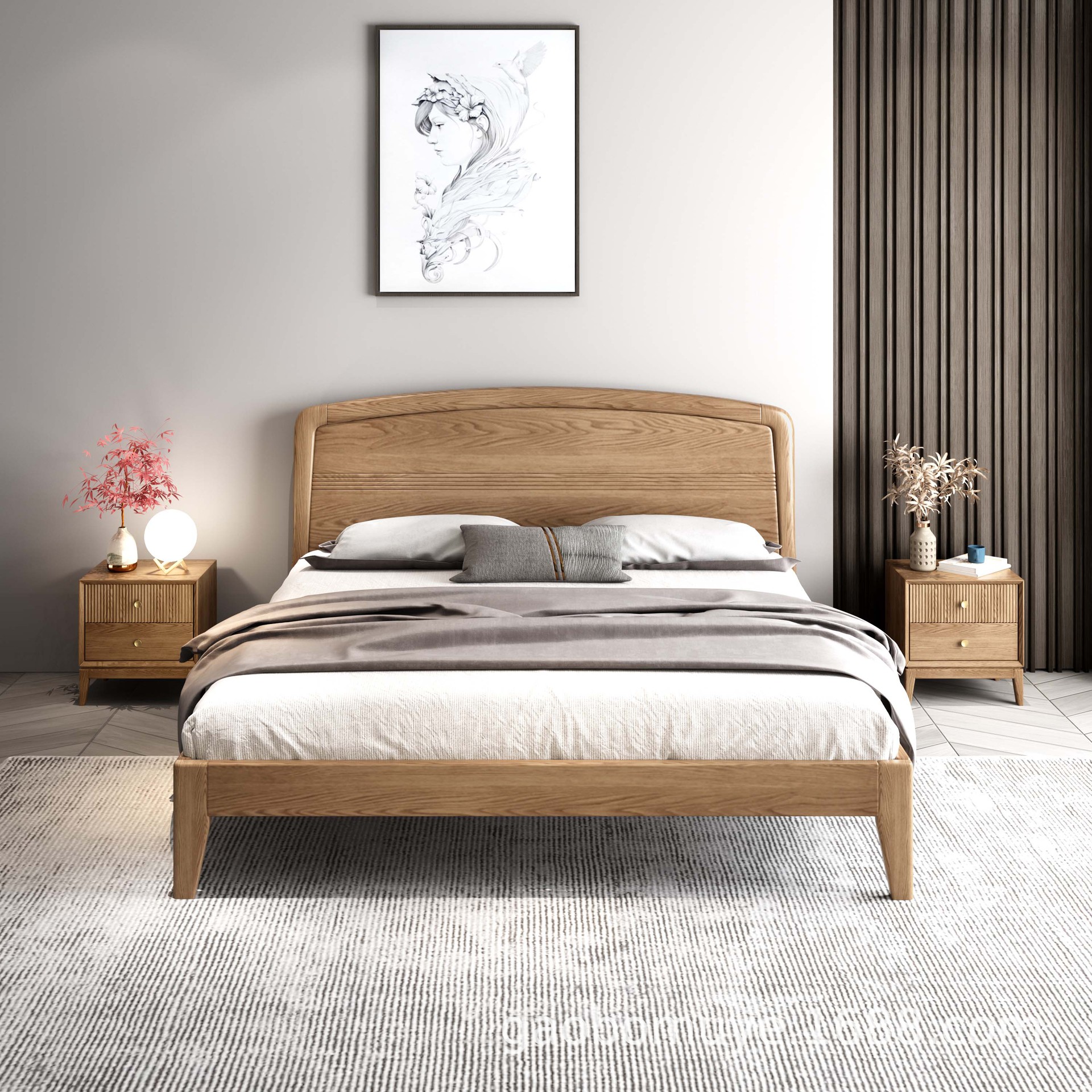 实木床北欧白蜡木双人床北欧实木床