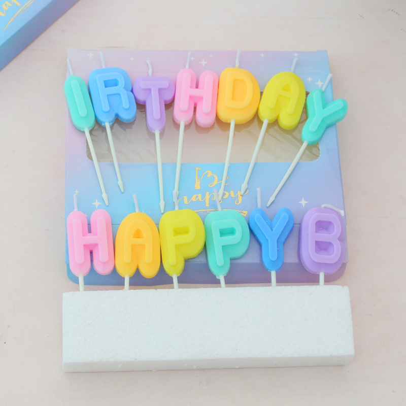 Birthday Party Macaron Color English Letter Happy Birthday Candle Romantic Color Party Decoration