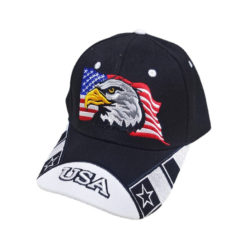 Cross-Border Eagle Embroidered Baseball Cap USA American Flag Peaked Cap Men's and Women's European and American Outdoor Sun Hat Trendy Cap