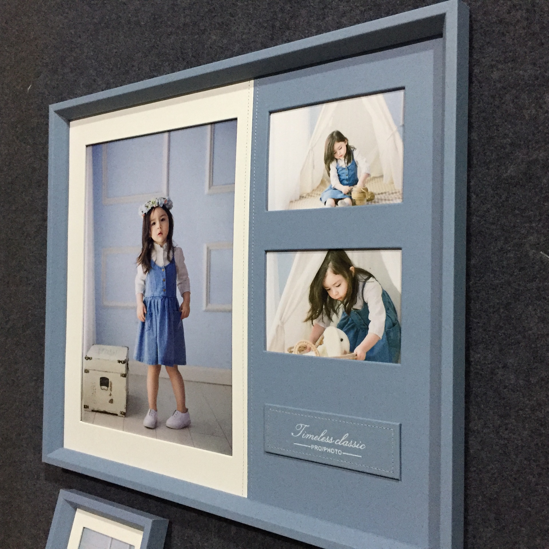 2021年新款婚纱儿童影楼莫兰迪流行色3孔创意组合相框相架