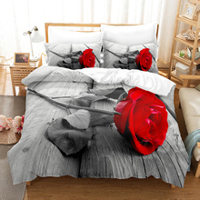 3d数码印花床上用品花卉玫瑰花系列三件套被套家纺制床单套件可定