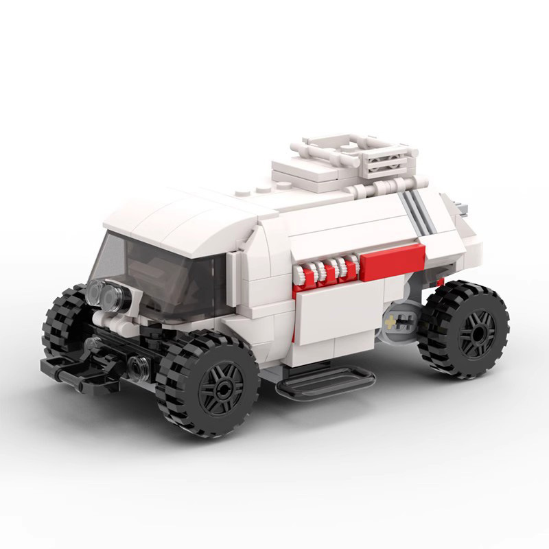 跨境moc兼容乐高拼装积木迷失太空系列小颗粒巡逻车载人战车模型