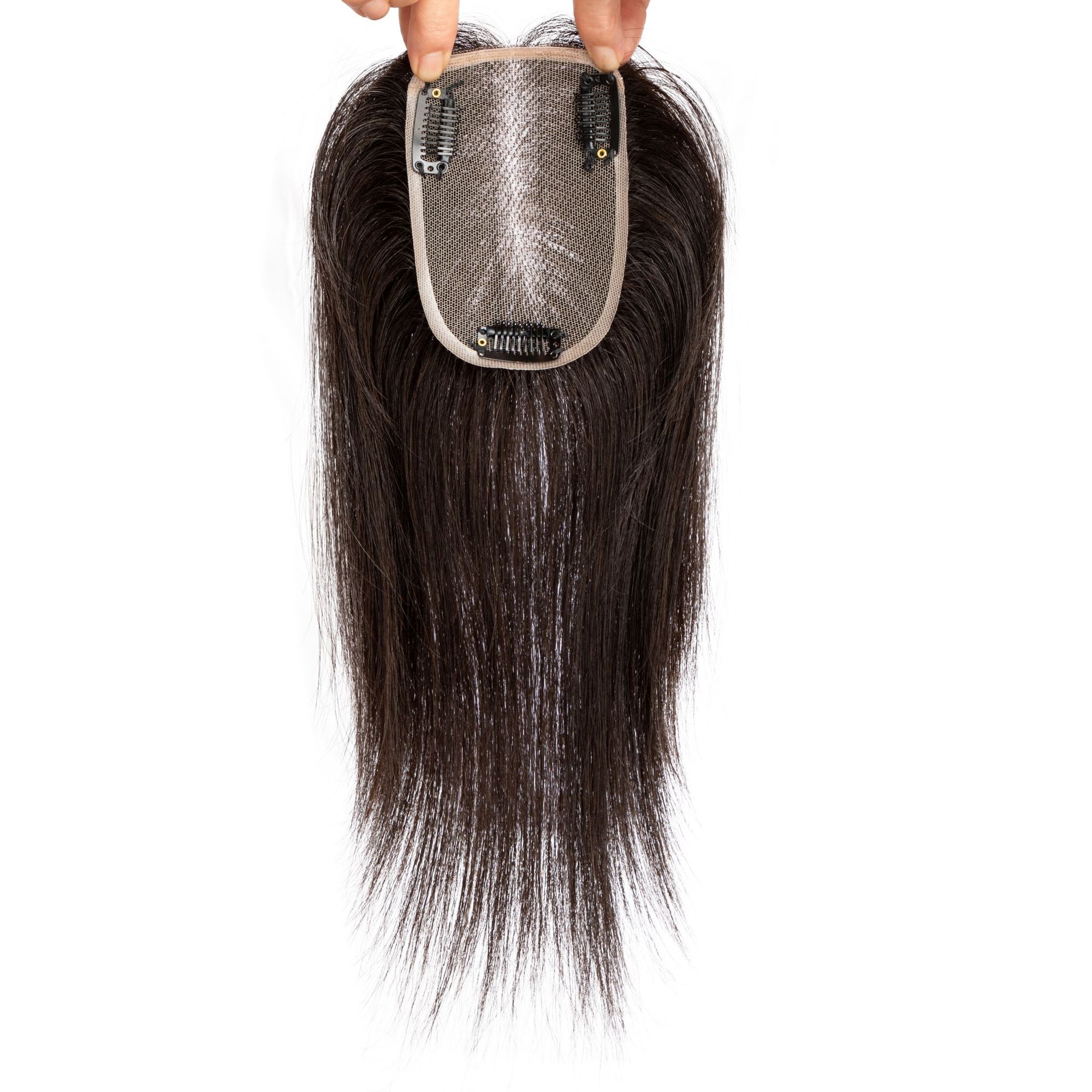 一件代发真人发全手工编织女士假发片8*12全辫发纯自然色毛坯