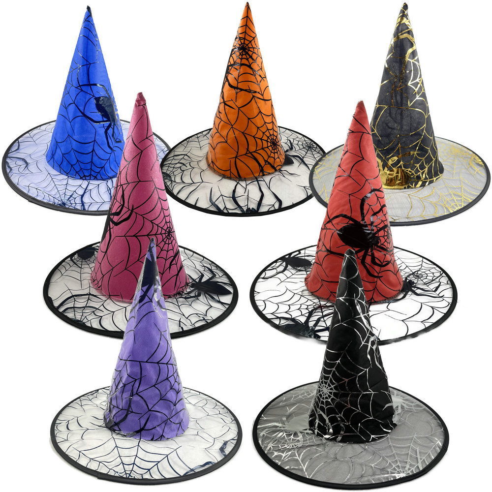 暗黑cos化妆装饰道具万圣节头饰装扮巫婆帽子大帽檐女巫帽头饰