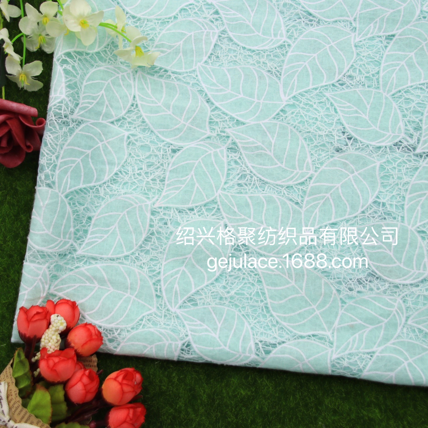 2021 新品蕾丝ins 面料枫树叶烂花烧花 透视镂空 装饰女装连衣裙