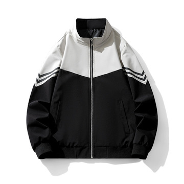 春季三叶草新款运动上衣撞色休闲夹克男女同款立领外套宽松潮衣服