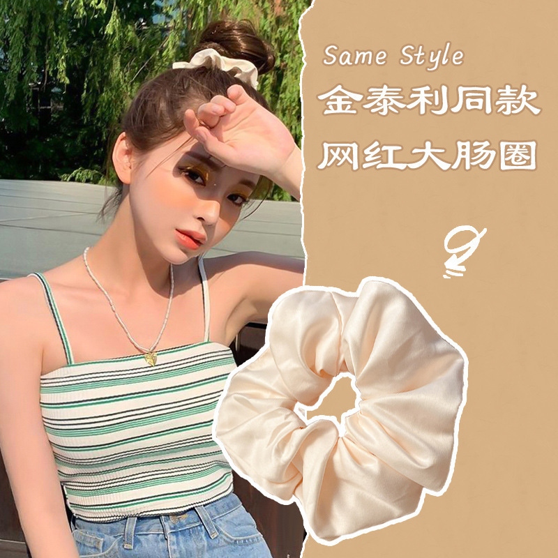 Bm Internet Celebrity French Style Large Intestine Hair Band Wool Hair Band Women's Retro Simple All-Match Fabric Hair Rope Intestine Headband Hair Accessories