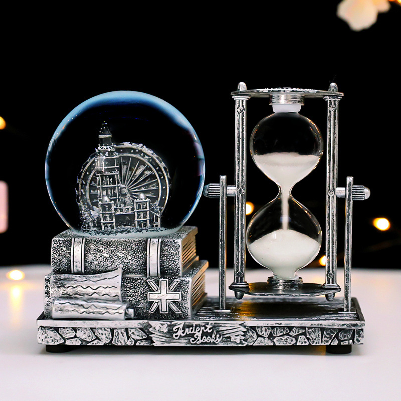 American Retro Ferris Wheel Music Box Timer Hourglass Creative Home Desktop Resin Gift Decoration Ornaments