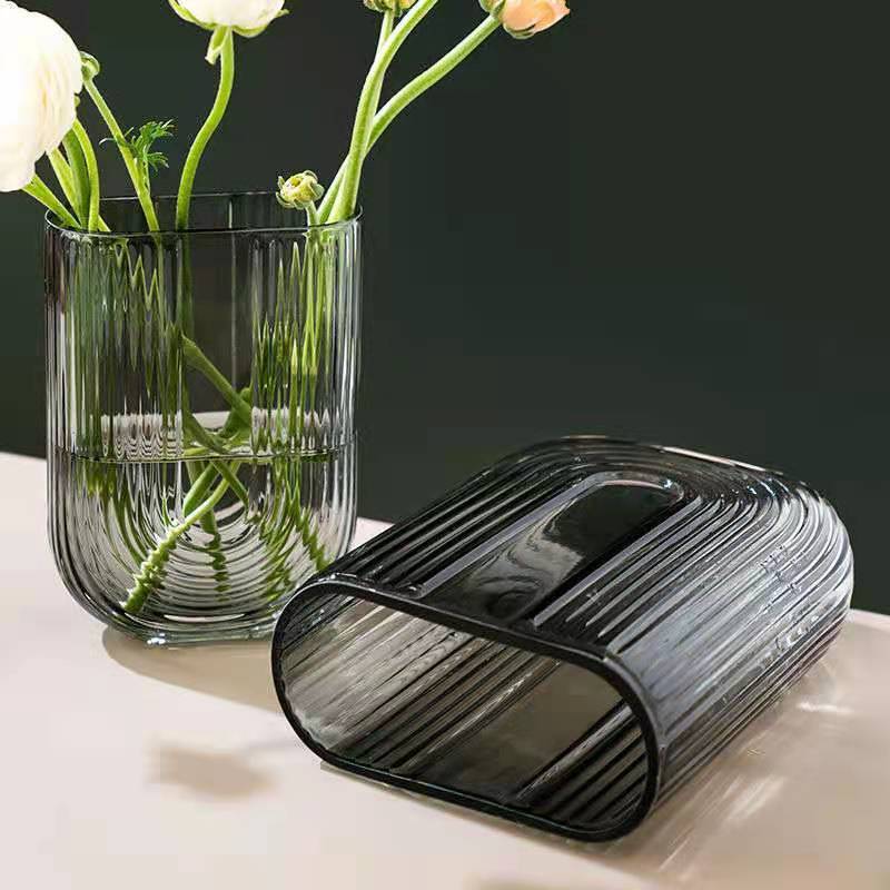 u型花瓶轻奢简约透明u玻璃花瓶摆件客厅创意鲜花水培养干花插花器