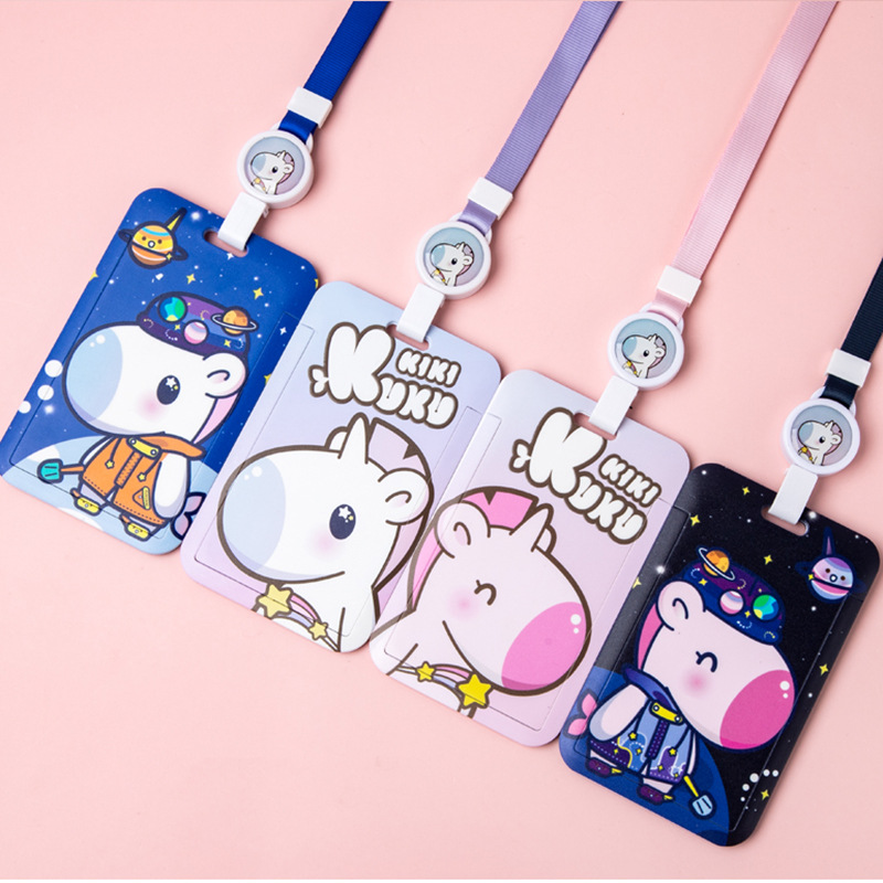 伸缩挂绳塑料证件卡套儿童小学生市民卡校园地铁门禁卡卡套卡通