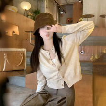 韩系针织小开衫女春秋季外穿薄款毛衣外套小个子短款修身内搭上衣