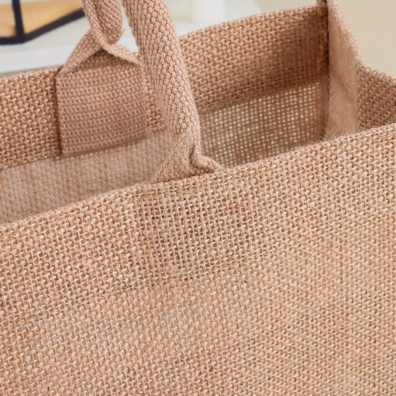 Wholesale Sack Jute Shopping Tote Bag Printable Logo Portable Linen Bag Blank Pure Linen Shoulder Bag