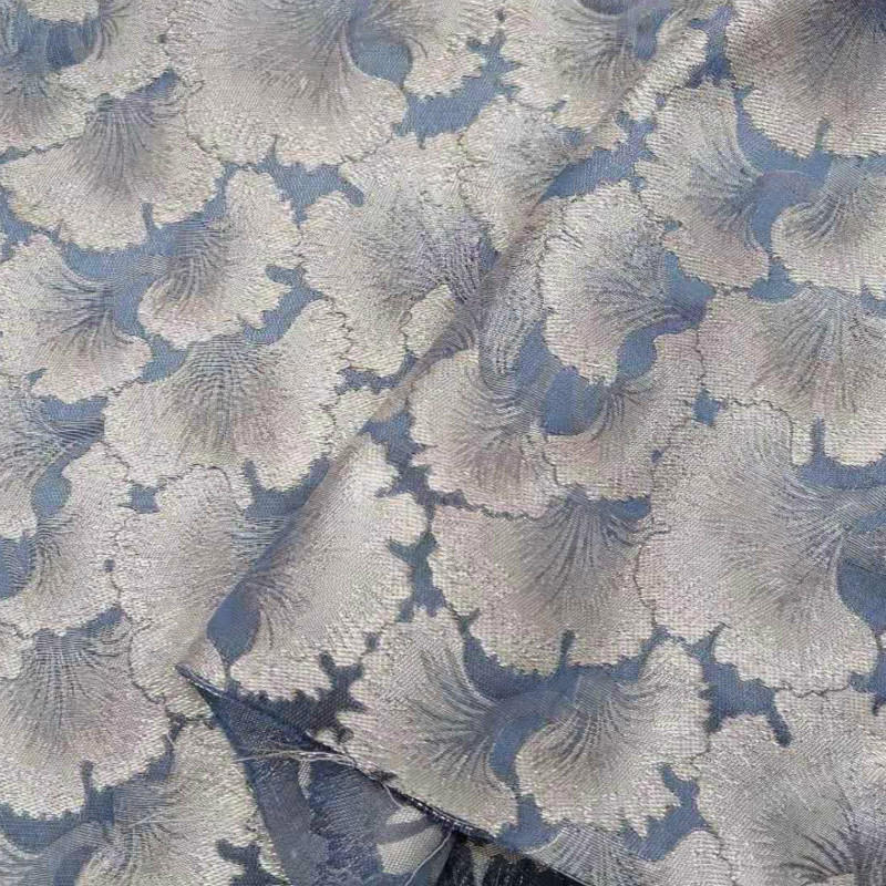 中国风家居手工布艺沙发提花面料织锦加厚提花色织银杏叶箱包布料