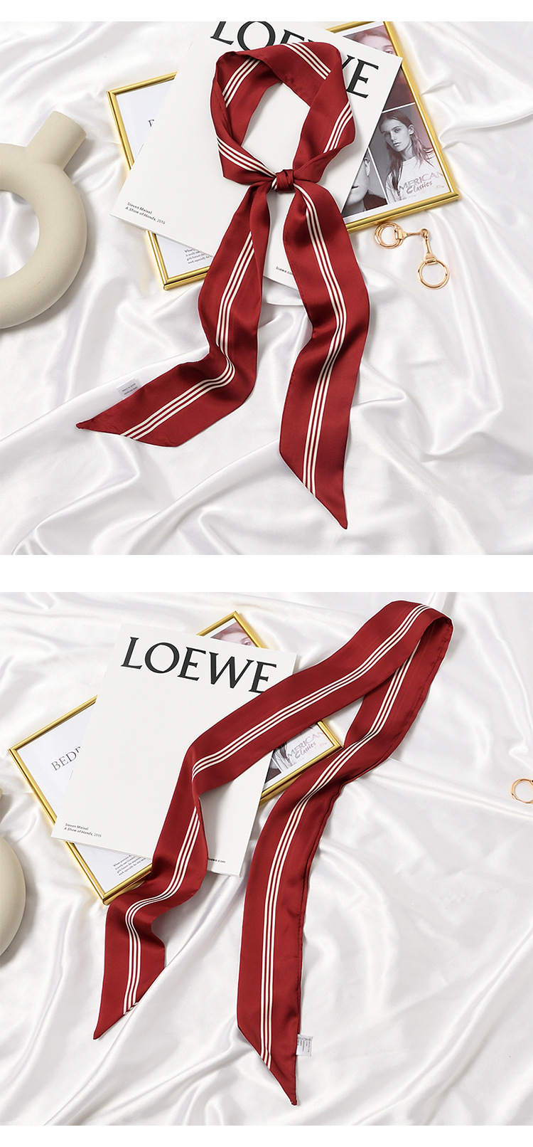 夏季ins原创设计飘带丝巾女窄长条多功能发带百搭装饰丝带小领巾