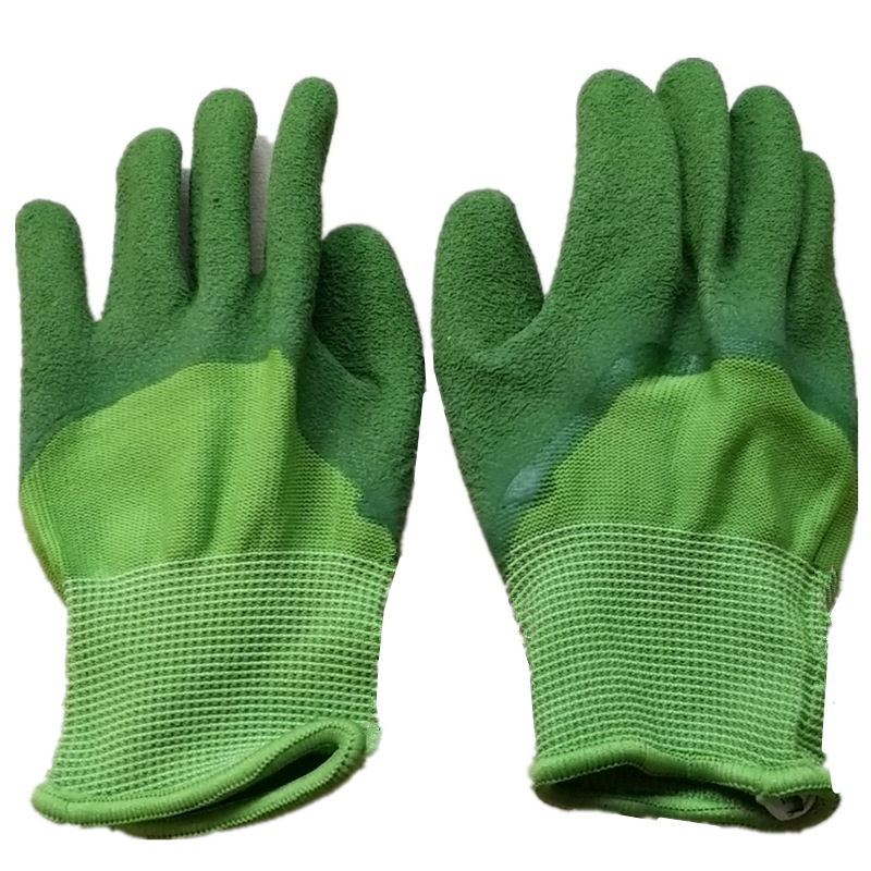 外贸儿童涤纶乳胶园艺手套防咬拔草摘花椒防刺家务安全防护手套