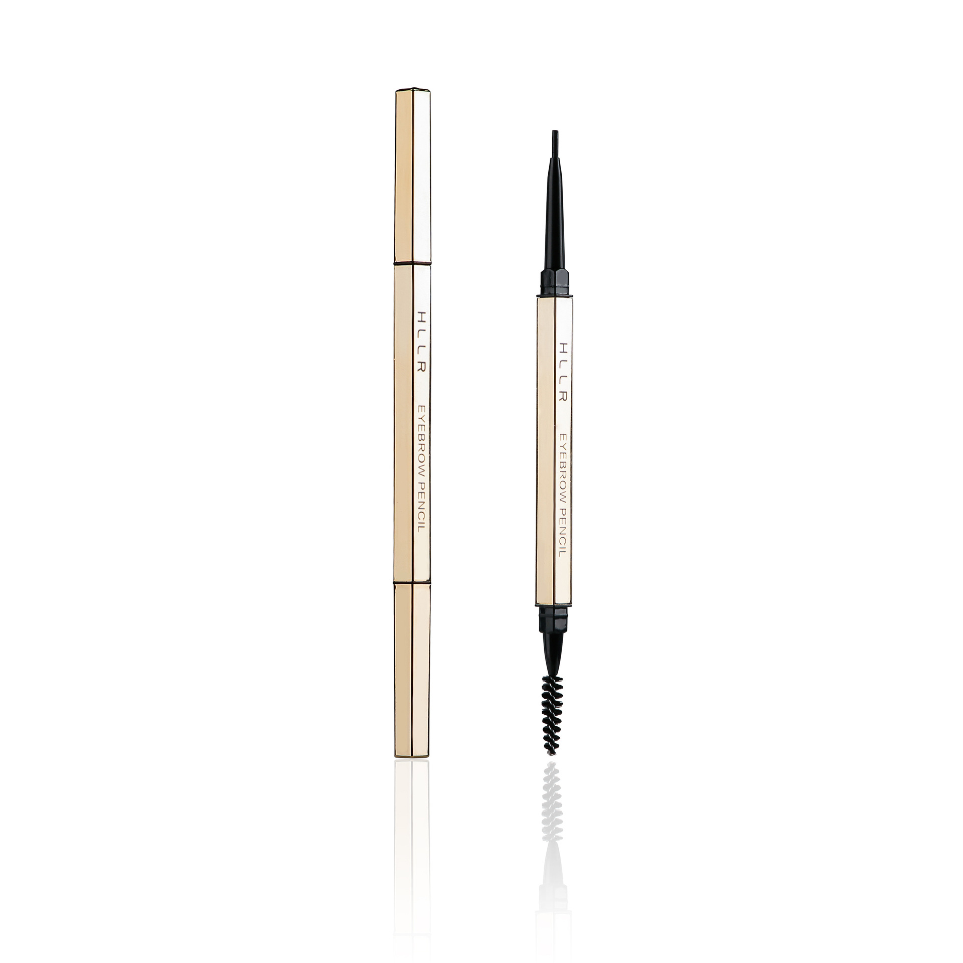 Helen Liren Small Gold Chopsticks Double-Headed Eyebrow Pencil Aluminum Tube Thin Head Easy to Color Smear-Proof Makeup Gold Bar Eyebrow Pencil Natural Black