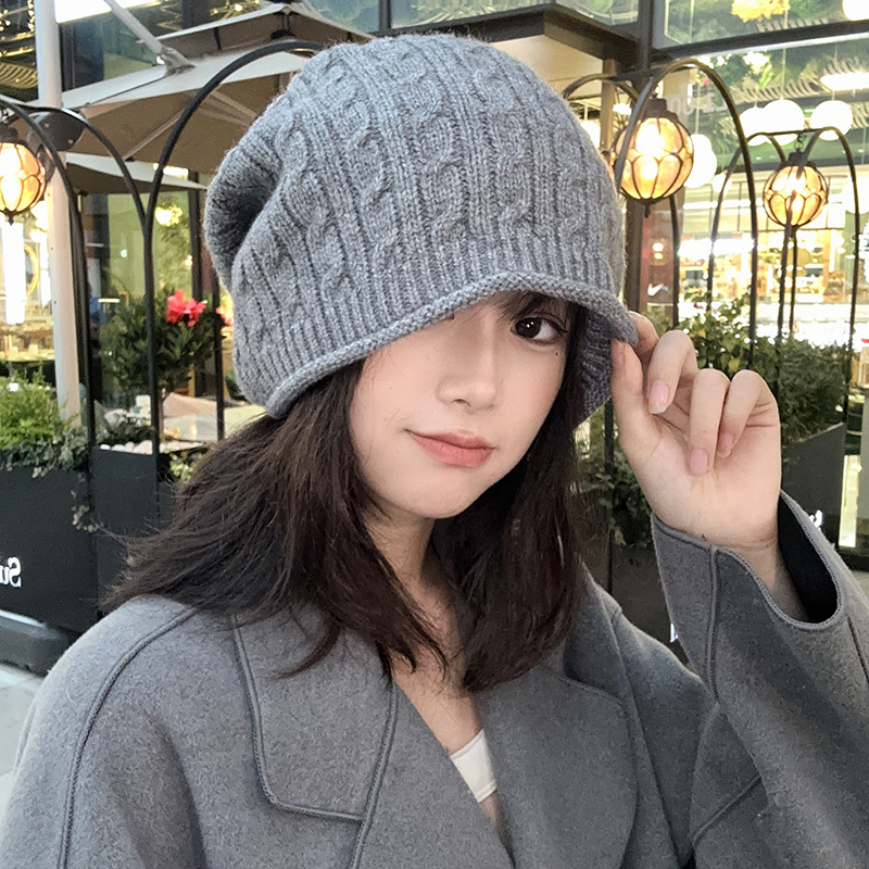 Scarf Beanie Hat Dual-Use ~ Dark Blue and Light Blue * Internet Celebrity Live Broadcast Niche Design Knitted Woolen Cap Shawl Scarf for Women