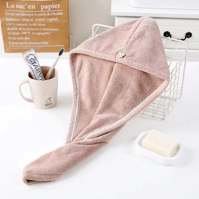 Hair-Drying Cap Factory Wholesale Coral Velvet Plain Color Women's Toe-Covered Hair Drying Towel Easy Absorbent Soft Wipe Hair Shower Cap