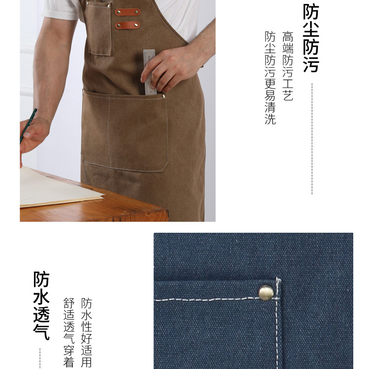 Thickened Canvas Apron Foreign Trade Processing Work Denim Gardening Coffee Shop Amazon Waterproof Gardening Kitchen Apron