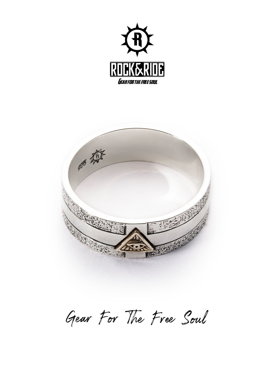 千叶【专柜同款】美国rockride 上帝之眼银圈戒指 925纯银男