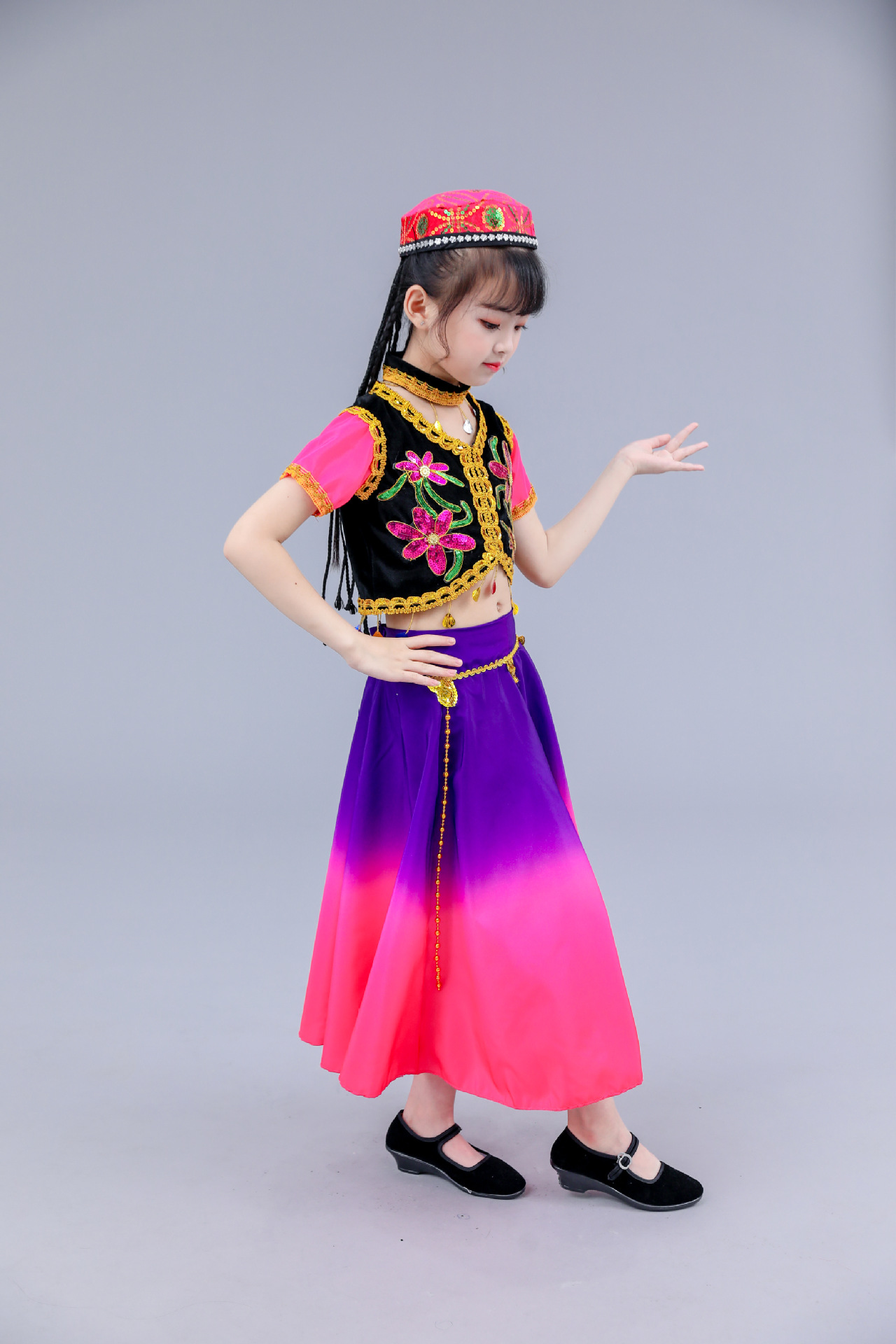 新疆舞蹈演出服儿童女童男童少数表演服塔吉克族舞裙服装幼儿
