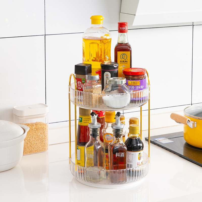 Light Luxury Rotatable Kitchen Seasoning Product Storage Rack Household Countertop Multi-Purpose Floor-Standing Organizer Portable Storage Rack