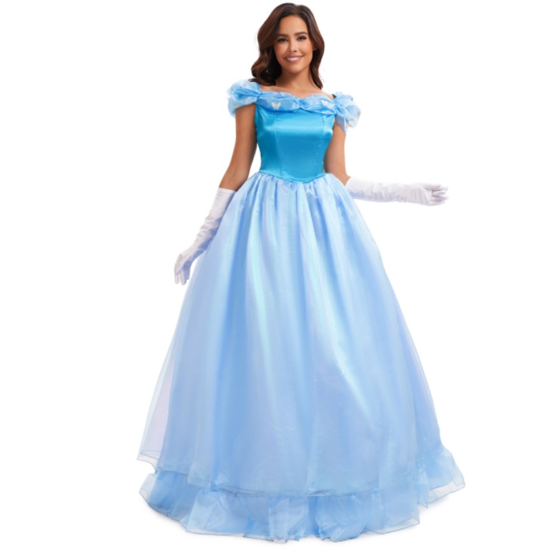 蓝色礼服舞台表演服万圣节cosplay服装灰姑娘角色扮演服白雪公主